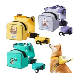 Adorable Pet Harness & Leash Set with Detachable Cartoon Pouch